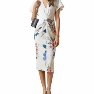 Ted Baker London Nerris Jamboree Twist Detail Midi Dress
